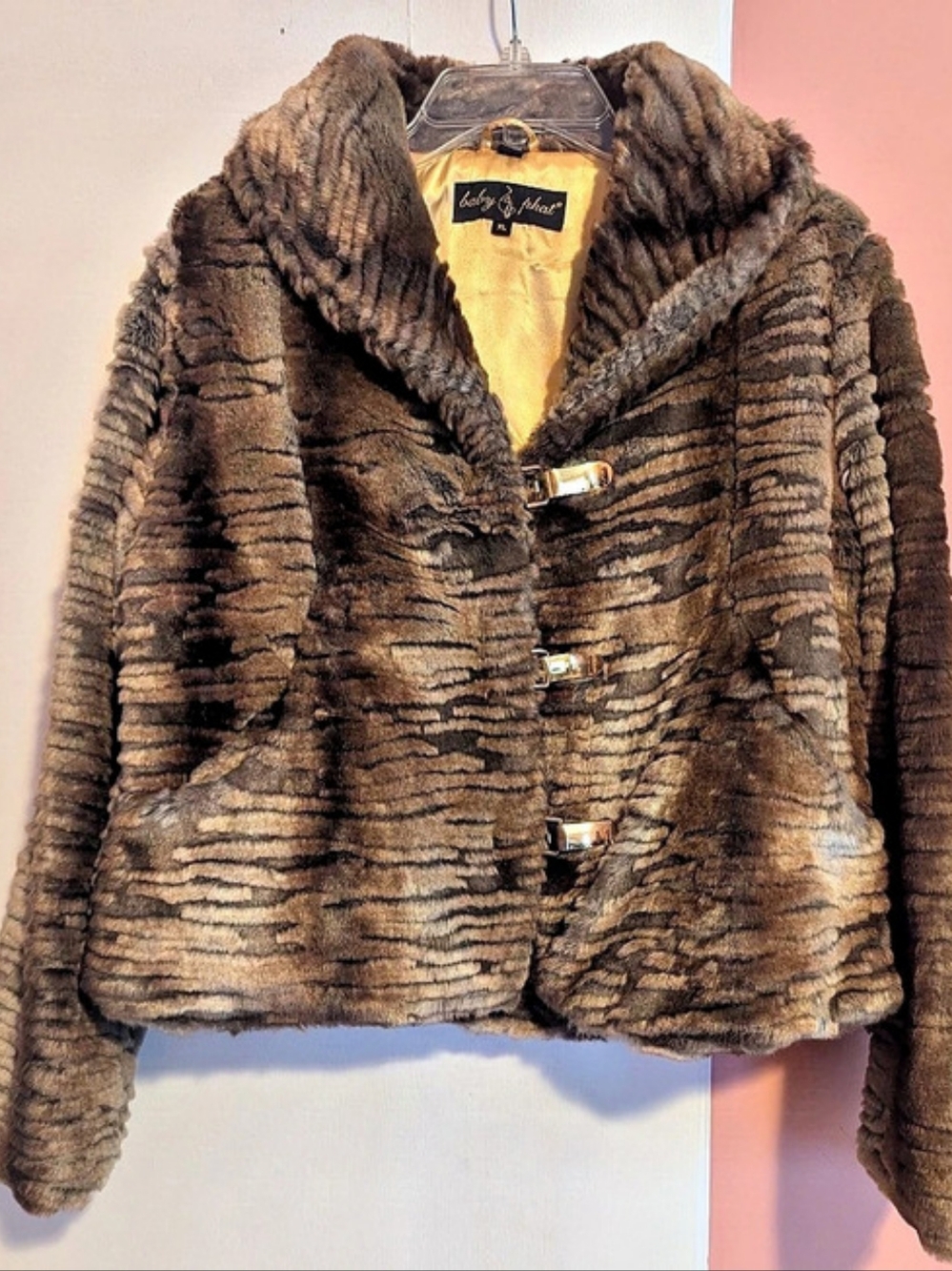 baby phat Faux Fur Animal Print Jacket XL